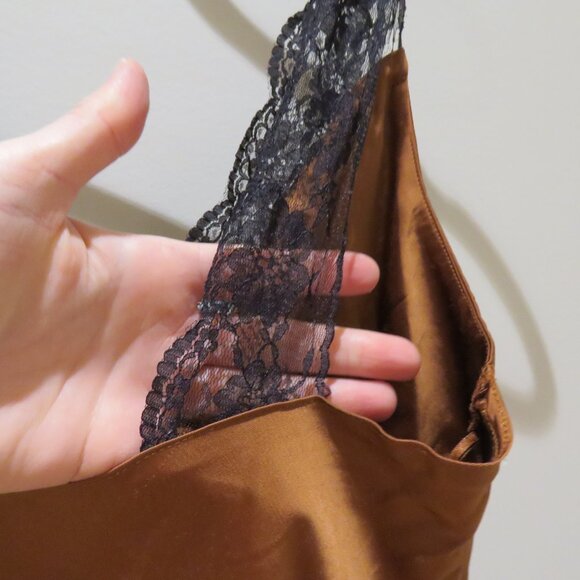 ABERCROMBIE & FITCH Satin Lace Midi Slip Dress Terracotta Y2K Friends Holidays - Picture 13 of 16